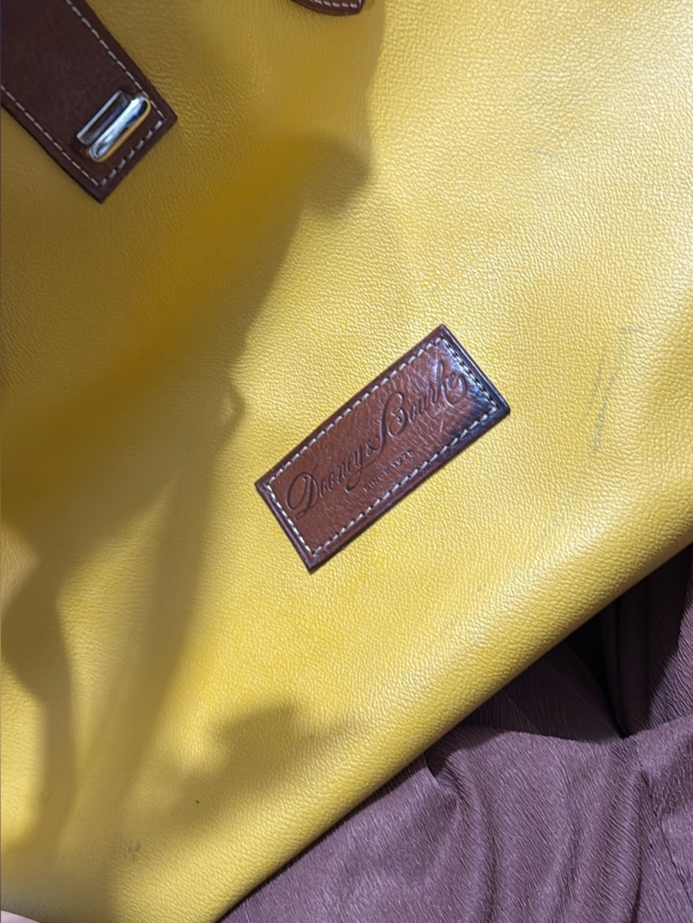 Dooney & Bourke Mustard Yellow Tote with Brown Accents - Picture 11 of 11